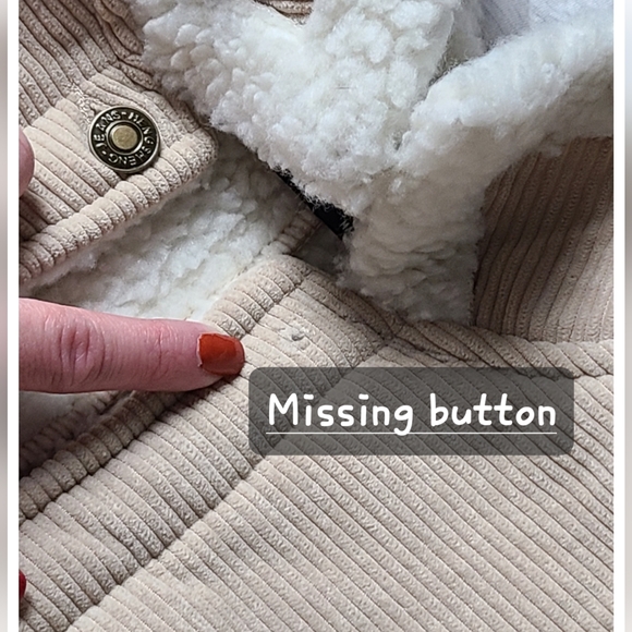 SHEIN | DROP SHOULDER | CORDUROY TYPE COAT W/FUZZY INTERIOR | SIZE XS - Picture 10 of 15